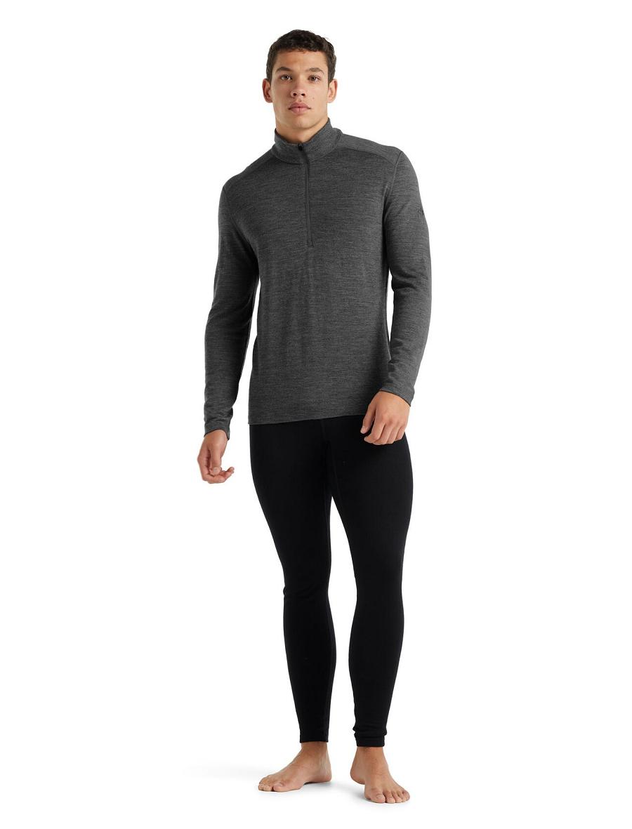 Men's Icebreaker Merino 260 Tech Long Sleeve Half Zip Thermal Top Base Layers Gritstone Heather | CA 1561GSOL